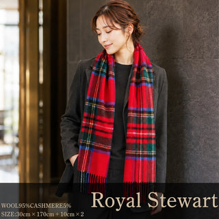 CashmereBlend 체크 머플러 RoyalStewart 로얄 스튜어트 30cm×190cm 