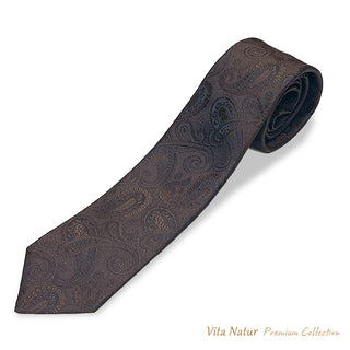 【予約販売】 Premium Collection 京都丹後産 HAND MADEネクタイ シャドウペイズリー ブラウン