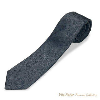 【予約販売】 Premium Collection 京都丹後産 HAND MADEネクタイ シャドウペイズリー グレー