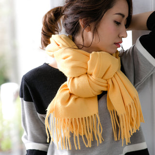 Cashmere100％  High Quality プレーン大判ストール Honey Orange 無地 ハニーオレンジ（オリジナルBOX入り）70cm×205cm