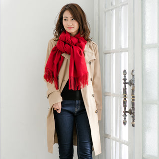 Cashmere100% High Quality 플레인 대형 스톨 Red 무지 레드(오리지널 BOX들이) 70 cm×205 cm 