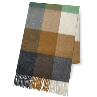Cashmere100％ チェックマフラー Check-green チェック-グリーン（オリジナルBOX入り） 35cm×186cm