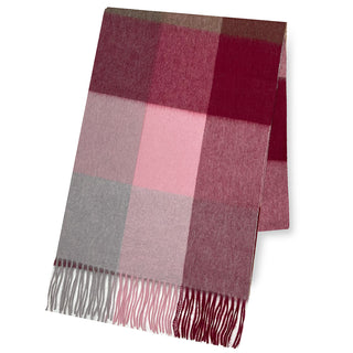 Cashmere100％ チェックマフラー Check-Wine チェック-ワイン（オリジナルBOX入り） 35cm×186cm