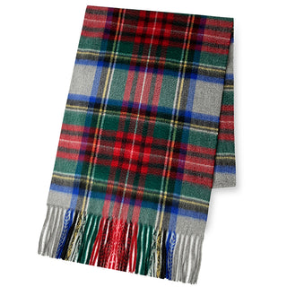 Cashmere100％ チェックマフラー Gray Stewart グレースチュワート（オリジナルBOX入り）35cm×186cm