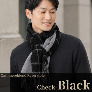 CashmereBlend 리버시블 머플러 체크 Black Men's 블랙/그레이 30cm×180cm 