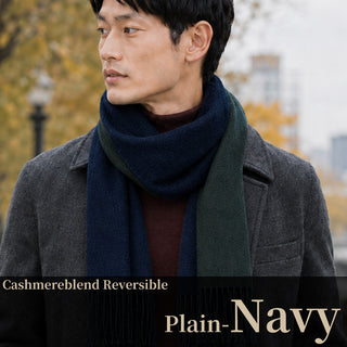 CashmereBlend 리버시블 머플러 무지 Navy Men's 네이비/그린 30 cm×180 cm 