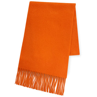 Cashmere100％ マフラー Orange 無地 オレンジ（オリジナルBOX入り）30cm×180cm
