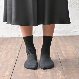 レディース靴下 3足セット モノトーン「ゆったりリブタイプ」日本製 高機能